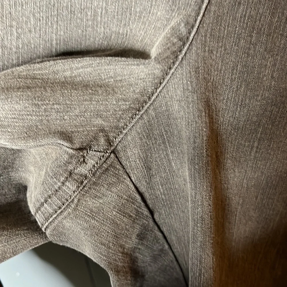 St. John Green Cargo Pants Straight Crop Jeans Cotton‎ Stretch Size 14 High Rise